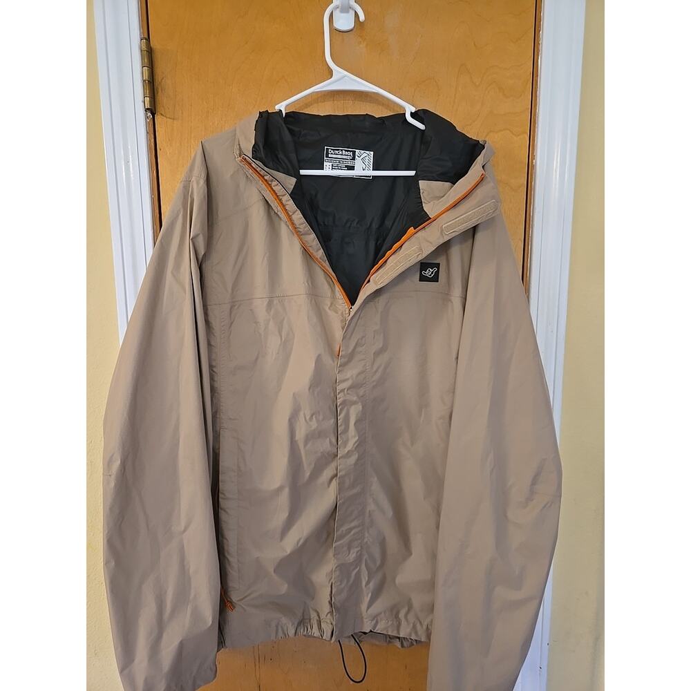 DUTCH BROS COFFEE Tan Brown Rain Jacket Windbreaker Hooded Pit Zip Mens 3XL